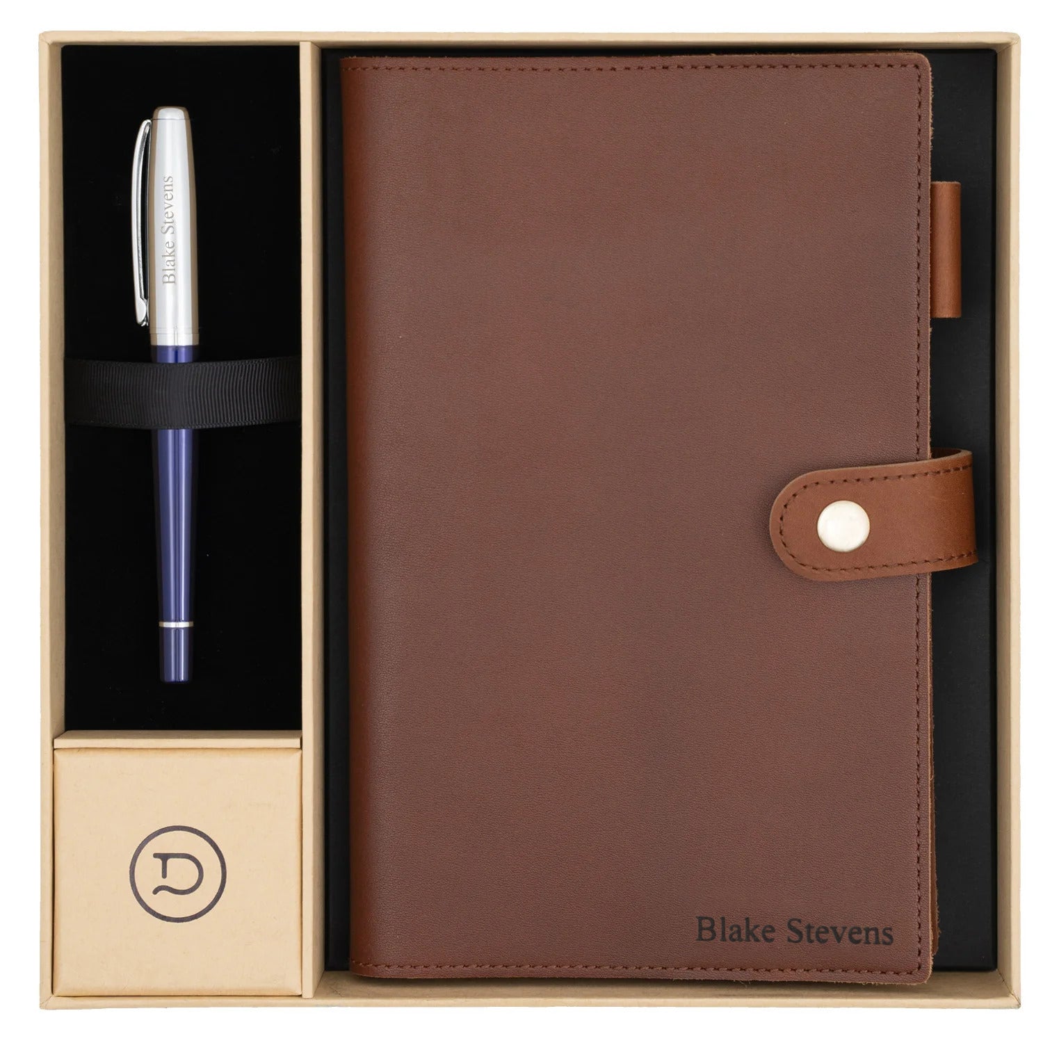 Dayspring Pens Noteworthy Leather Journal and Pen Set - Natural Brown