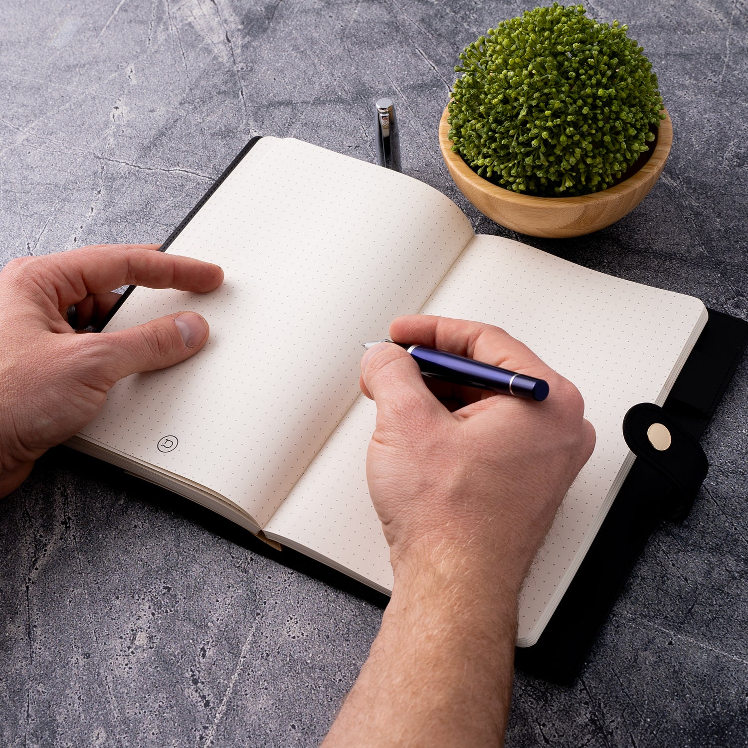 Dayspring Pens Noteworthy Leather Journal and Pen Set - Charcoal Black