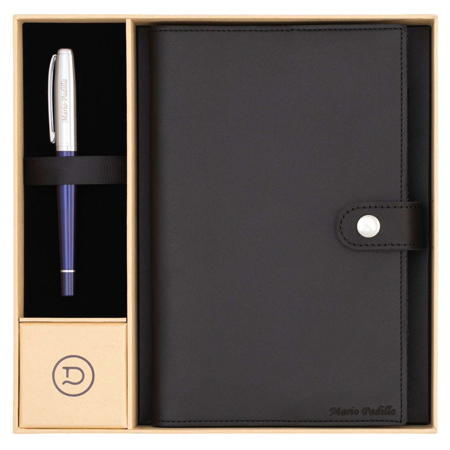 Dayspring Pens Noteworthy Leather Journal and Pen Set - Charcoal Black