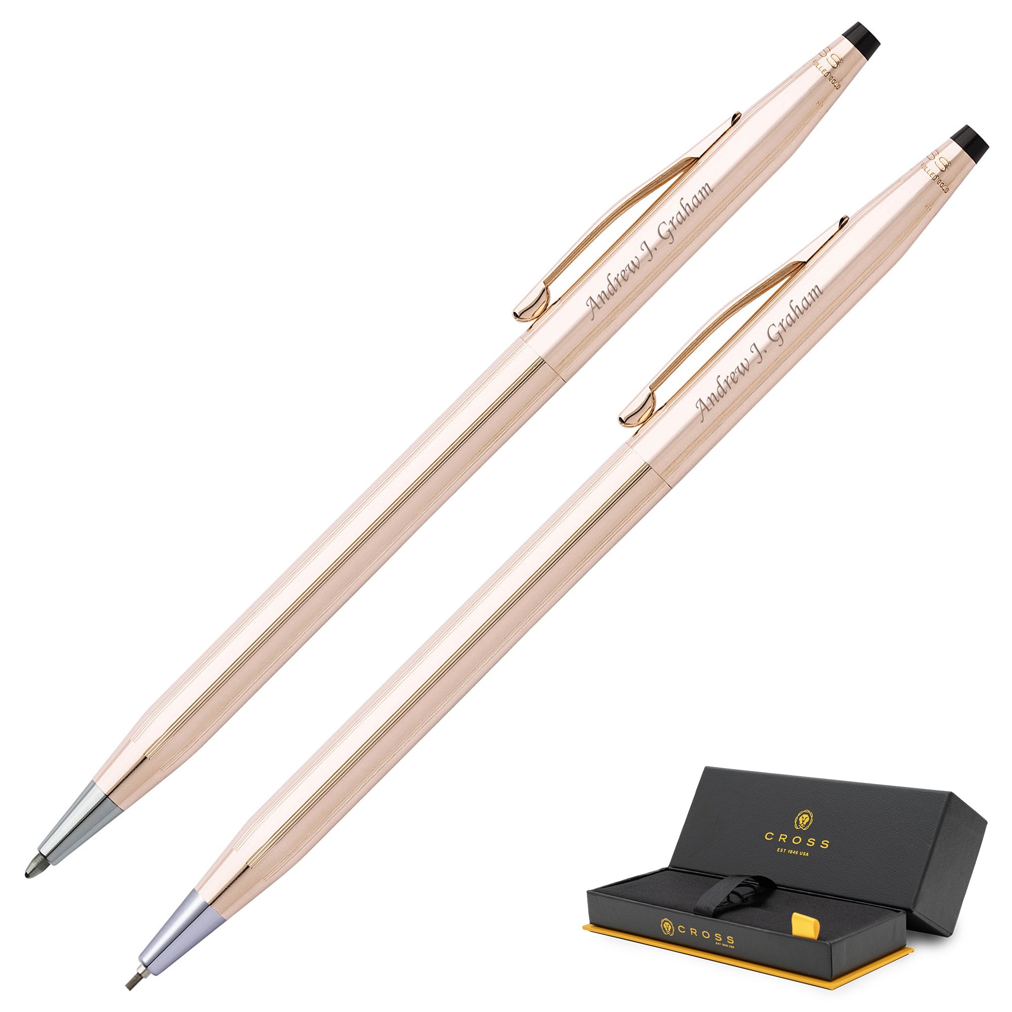 Personalized Cross 10 Karat Plated Gold Pen Pencil Set 450105