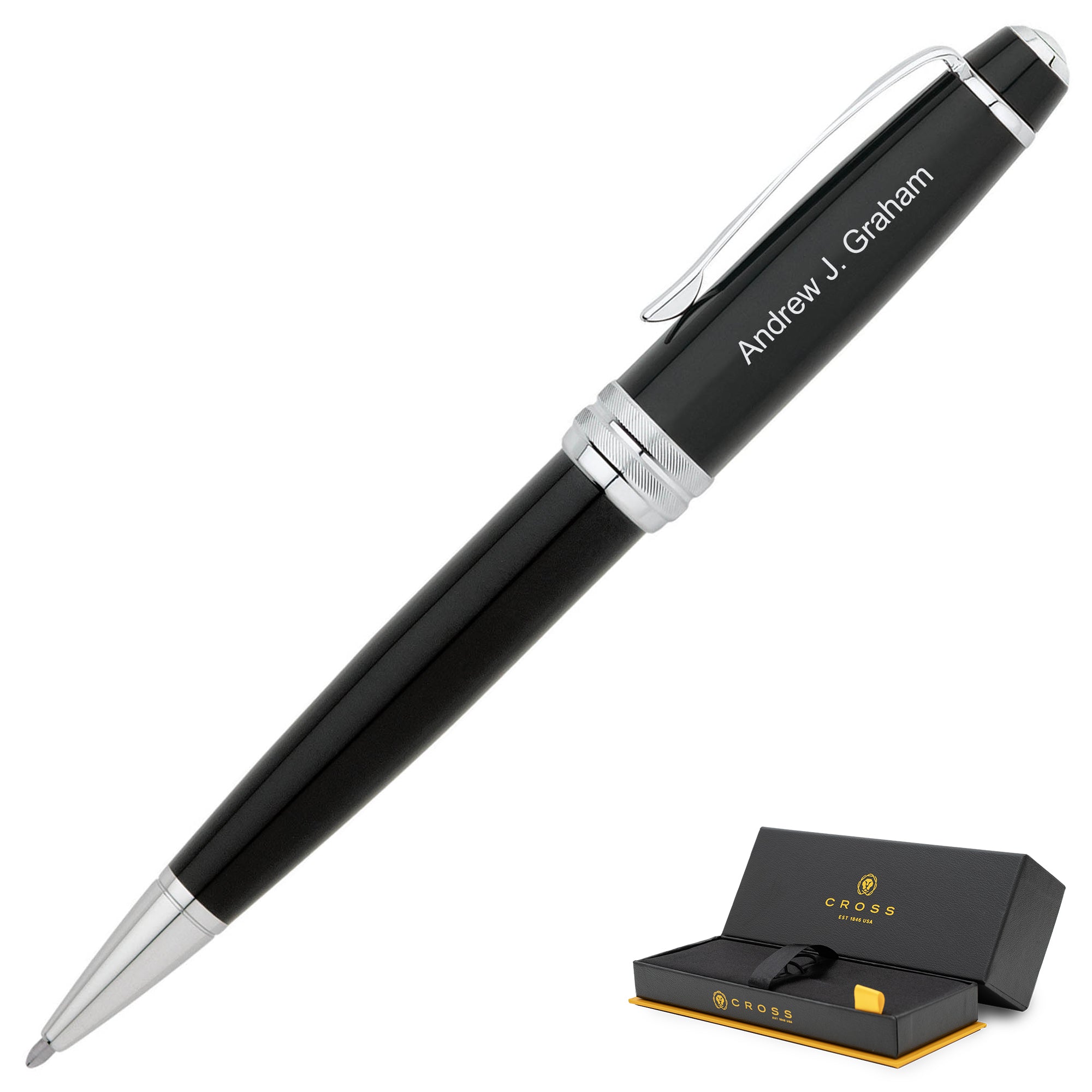 Custom Engraved Cross Bailey Black Lacquer Ballpoint Pen - Dayspring Pens