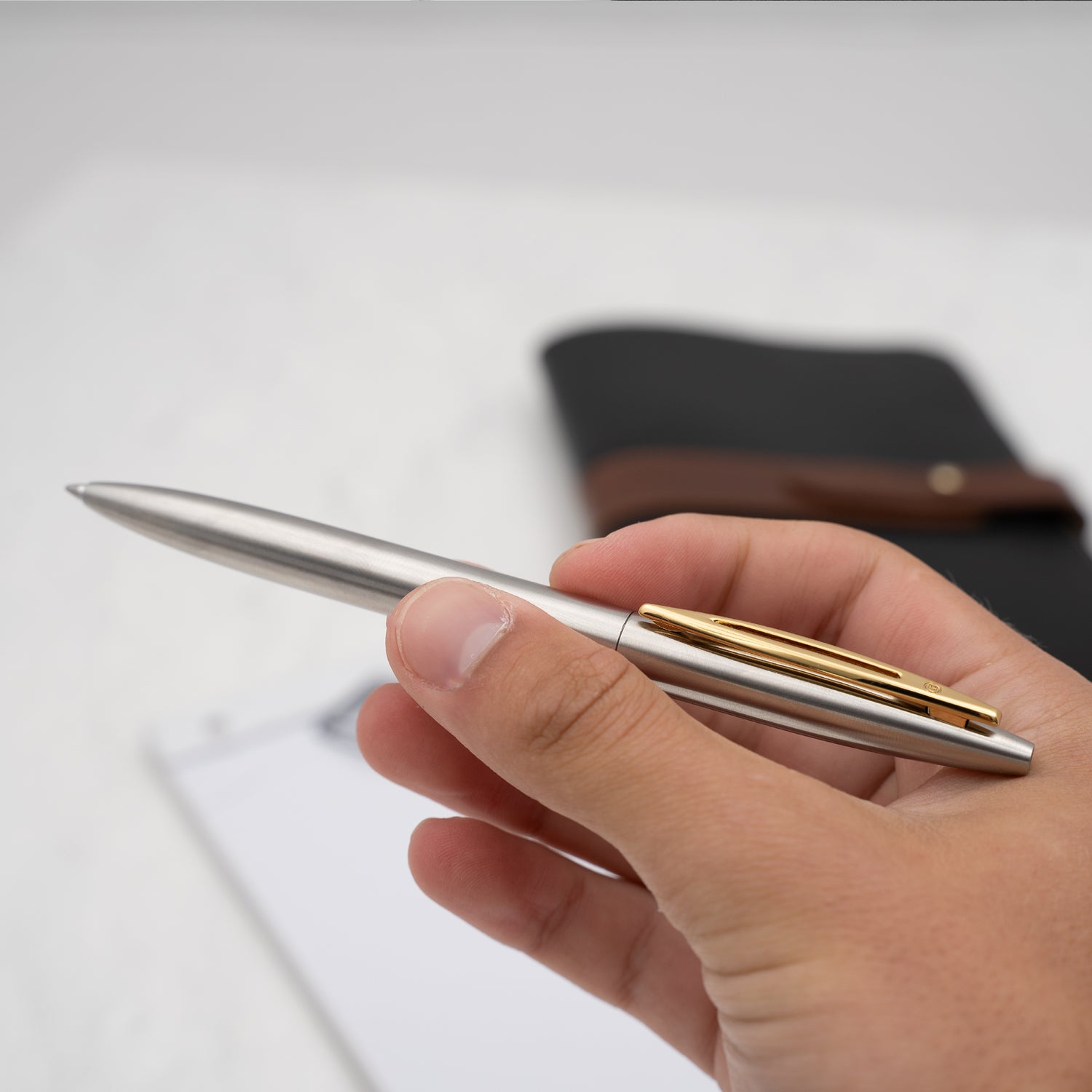 Windsor Ballpoint Pen by Dayspring Pens - Stainless with Gold Trim