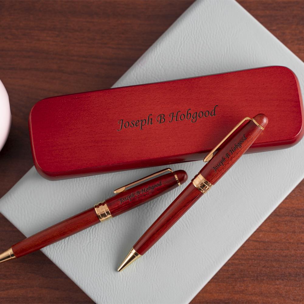 Veroveraar span Monica Personalized Wood Gift Pen and Pencil Set - Rosewood - Dayspring Pens