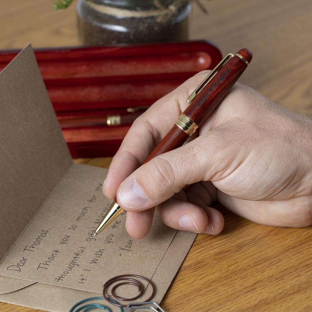 Custom Engraved Wood Pen Set With Maple and Rosewood Finish | Executive Pen  and Box With Free Personalization